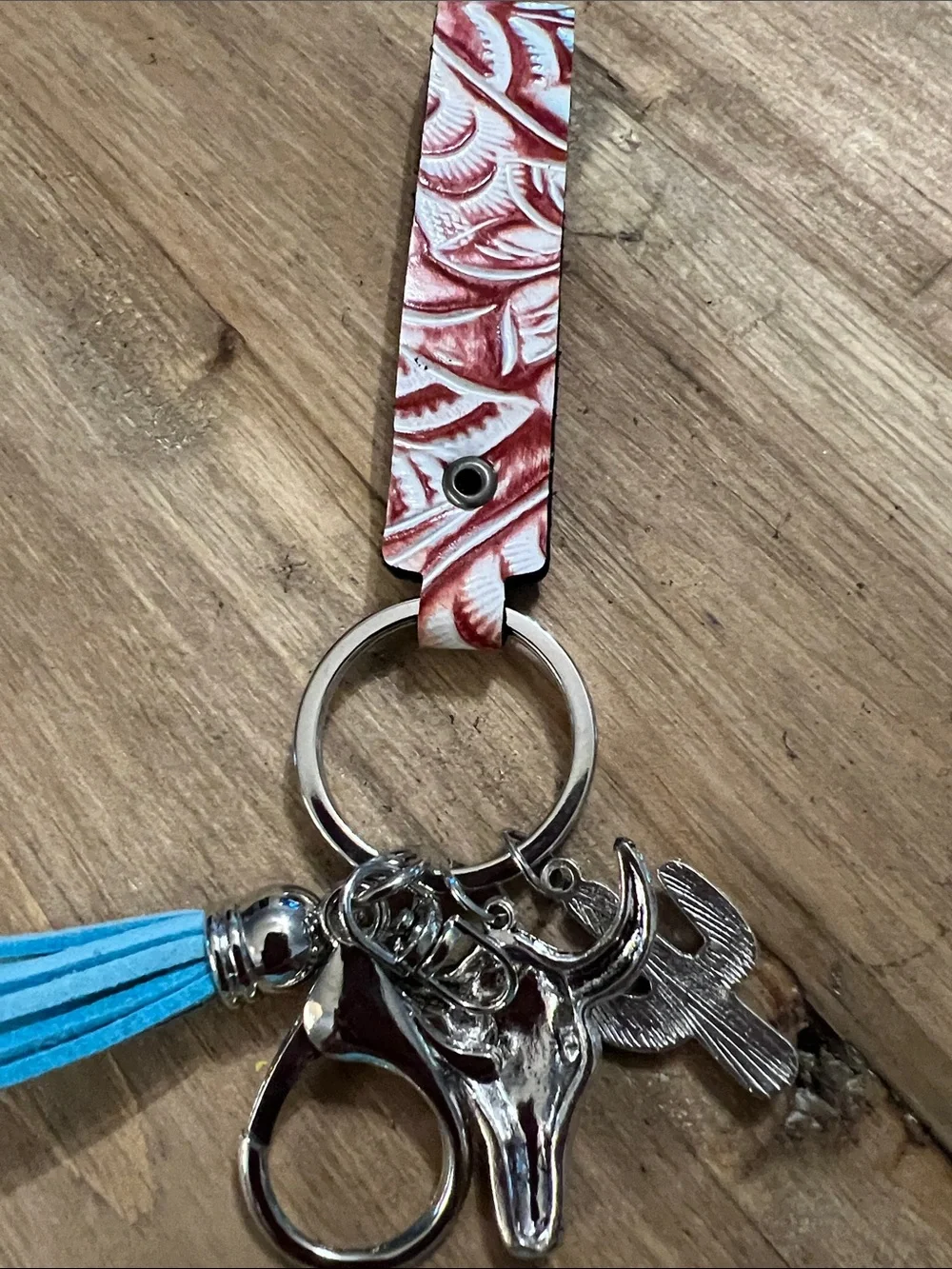 3/$18 Stylish Turquoise Tassel & Silver Charm Keychain Lot 2198